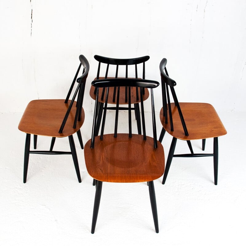 Suite of 4 "Fanett" chairs, Ilmari TAPIOVAARA - 1960s