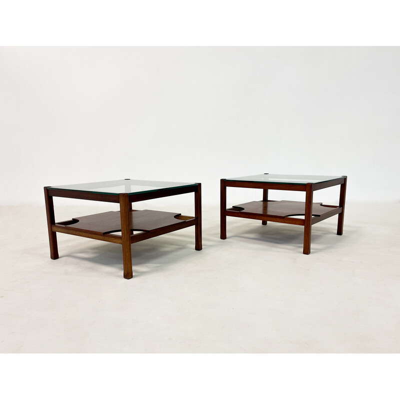 Pair of vintage wooden side tables, Italy 1960s