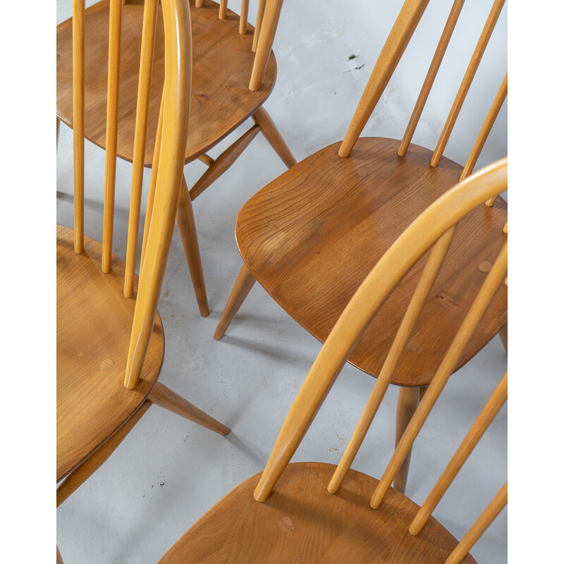 Set of 5 vintage Quaker beechwood and elmwood chairs by Lucian Ercolani for Ercol, UK 1960