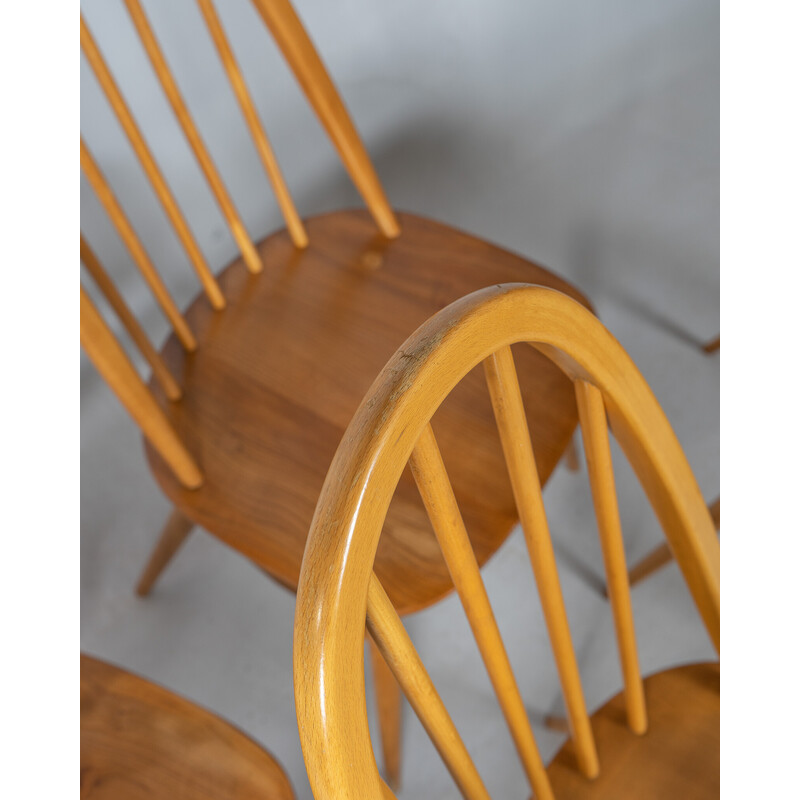 Set of 5 vintage Quaker beechwood and elmwood chairs by Lucian Ercolani for Ercol, UK 1960