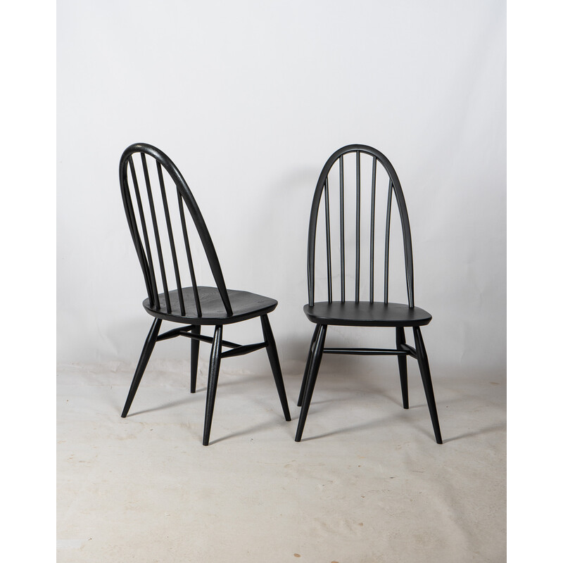 Pair of Quaker chairs in black by Lucian Ercolani for Ercol, 1960