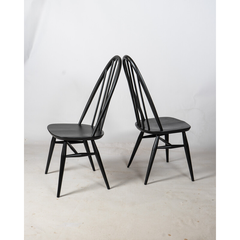 Pair of Quaker chairs in black by Lucian Ercolani for Ercol, 1960