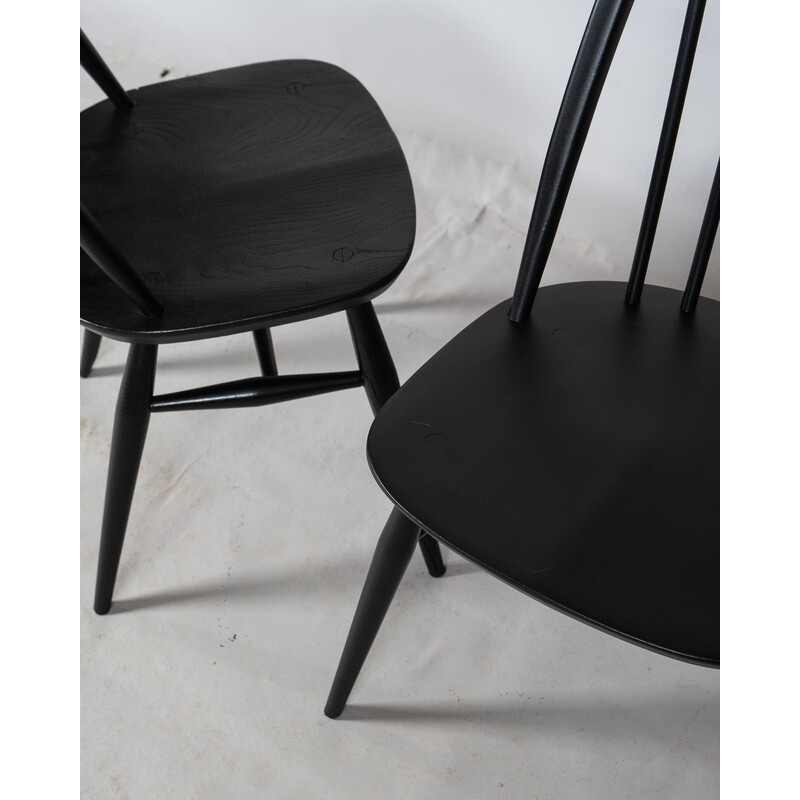 Pair of Quaker chairs in black by Lucian Ercolani for Ercol, 1960