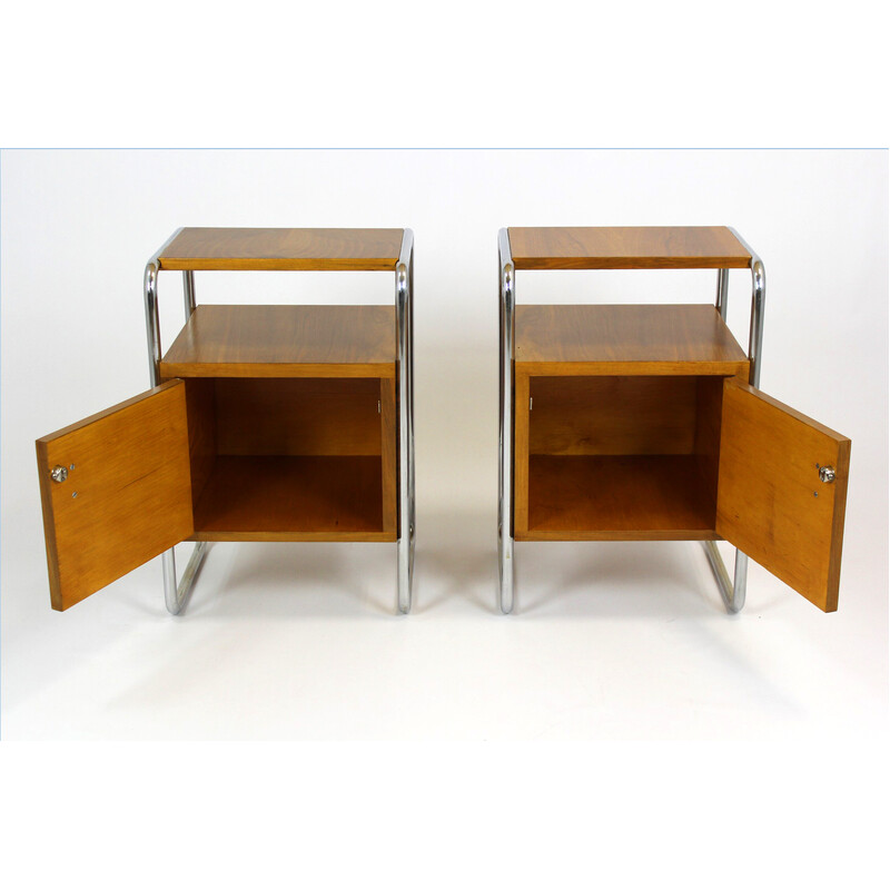 Pair of vintage walnut night stands by Robert Slezak, 1940s