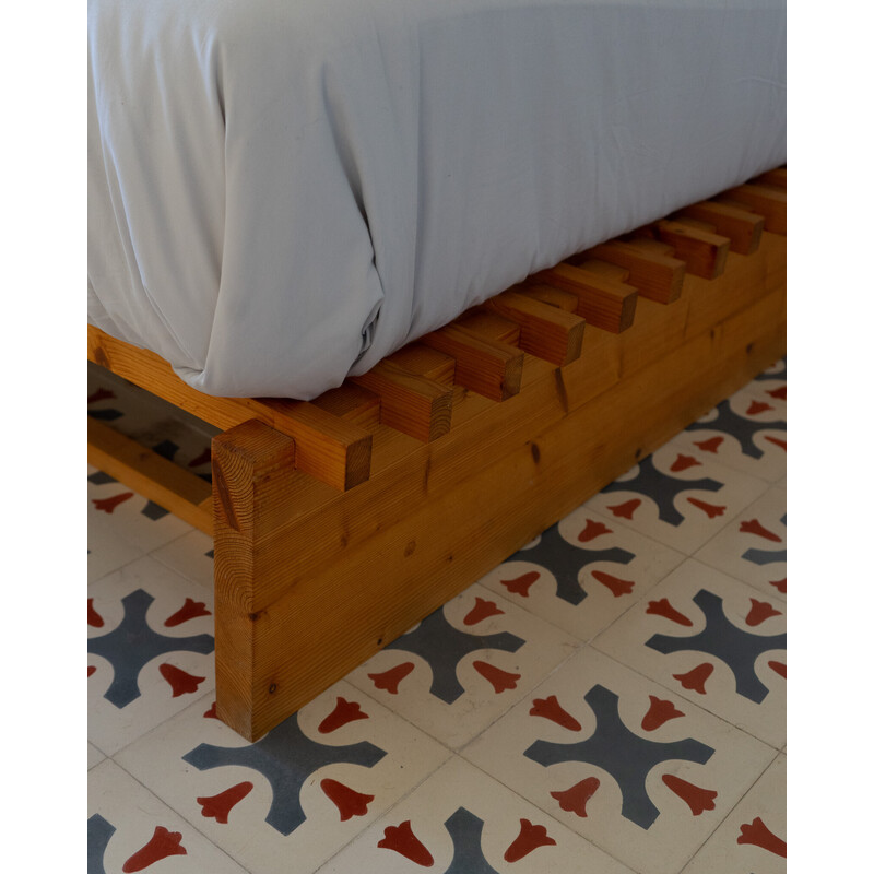 Vintage Scandinavian bed made of pine, Sweden 1980