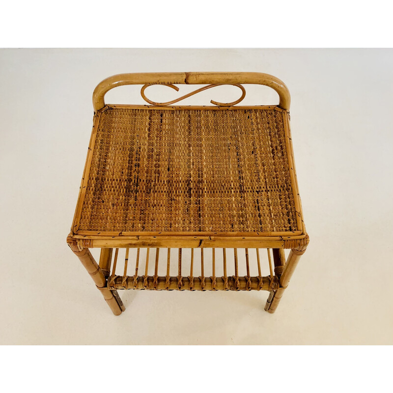 Tavolino in rattan vintage, Italia 1960