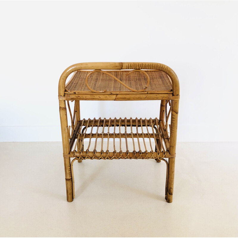 Tavolino in rattan vintage, Italia 1960