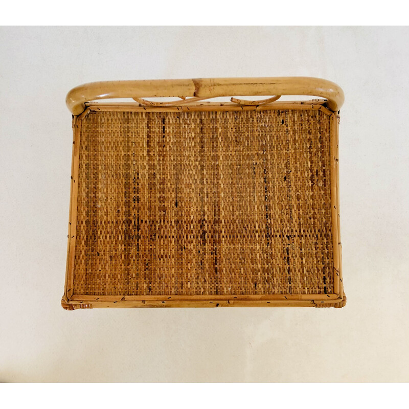 Mesa lateral Vintage rattan, Itália 1960