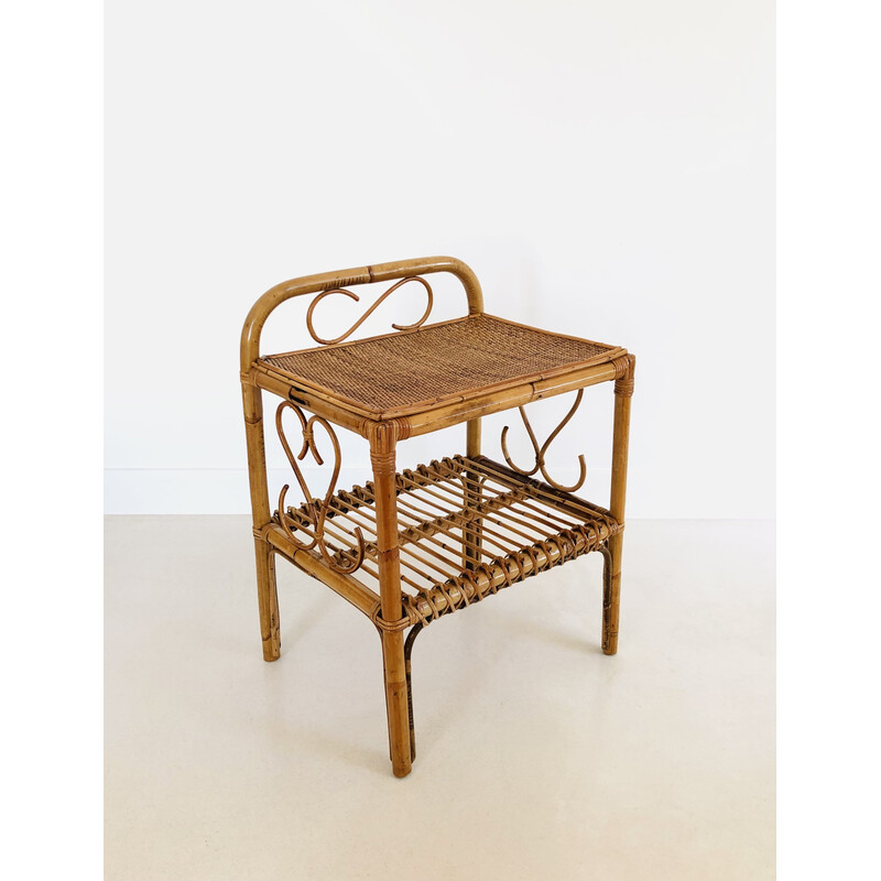 Mesa lateral Vintage rattan, Itália 1960