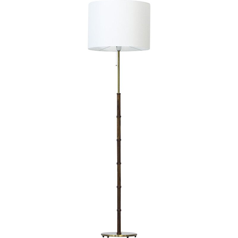 Rosewood and brass floor lamp edition Falkenbergs Belysning - 1950s