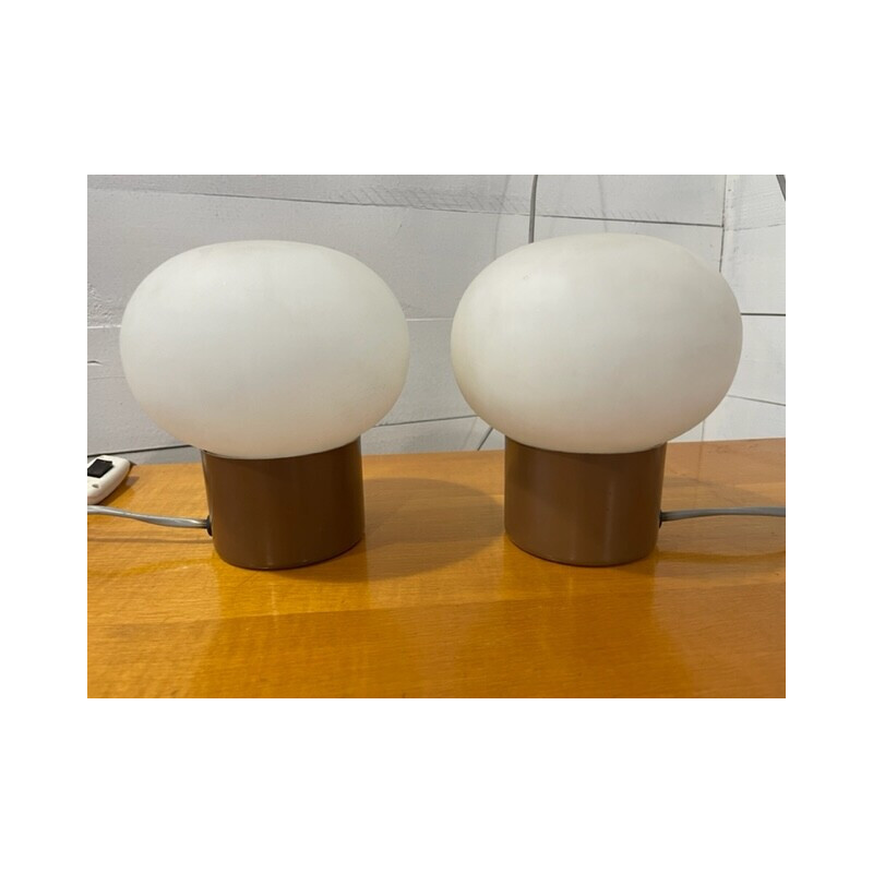 Coppia di lampade da tavolo vintage in marrone di Nad-Lako per Efc
