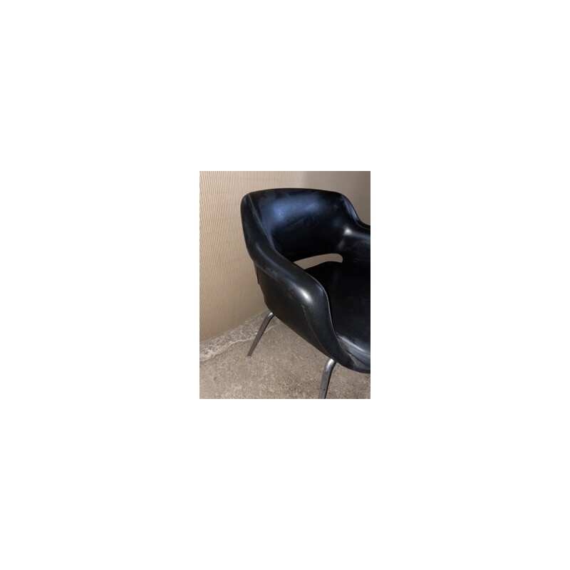 Vintage-Sessel aus schwarzem Leder von Eero Saarien für Cassina
