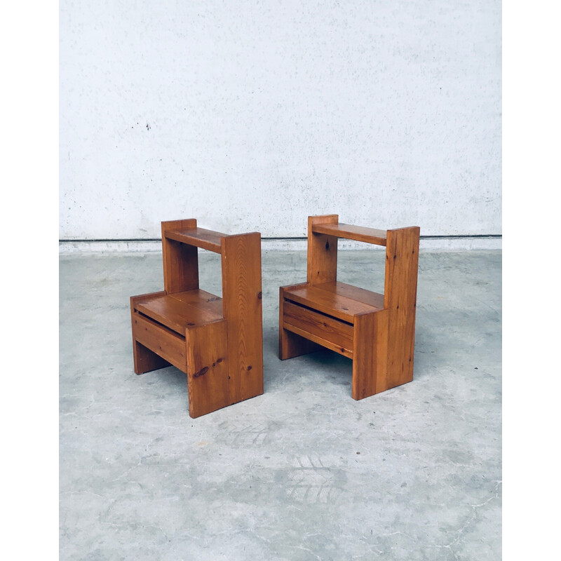 Pair of mid century Scandinavian pine night stands, Sweden 1960s