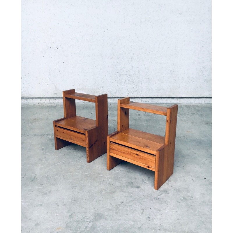 Pair of mid century Scandinavian pine night stands, Sweden 1960s