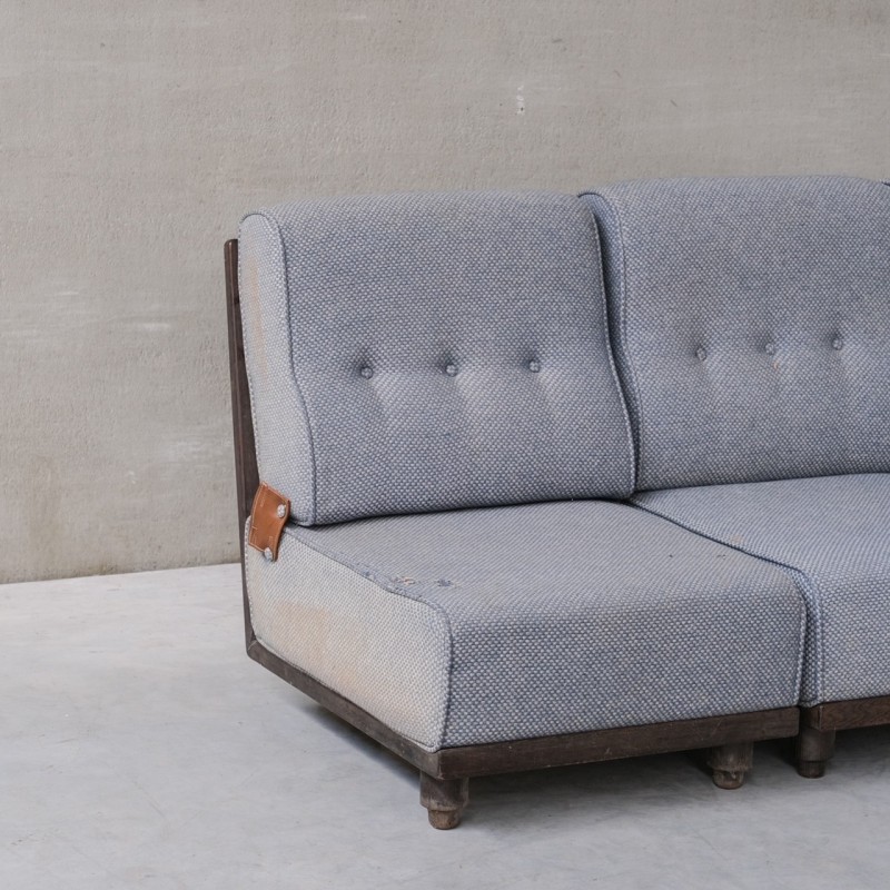 Vintage oakwood modular sofa by Guillerme et Chambron, France 1960s