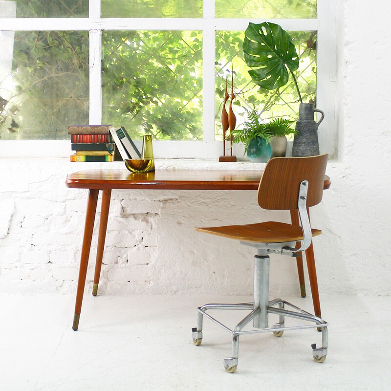 Small vintage walnut table - 1950s