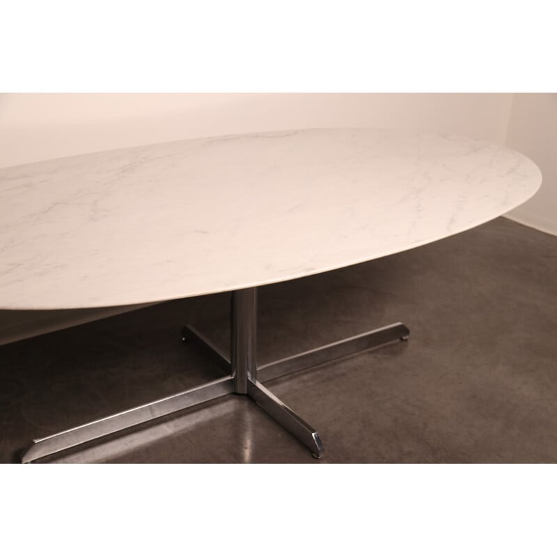 Table ovale vintage en marbre arabescato par Florence Knoll pour Roche Bobois, France 1960