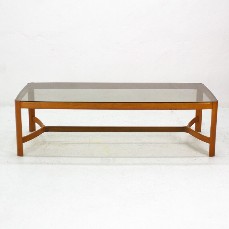 Cherrywood and glass coffee table - 1970s