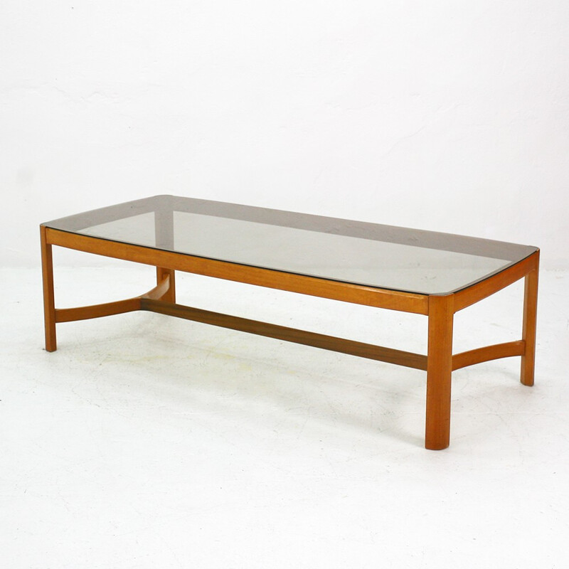 Cherrywood and glass coffee table - 1970s