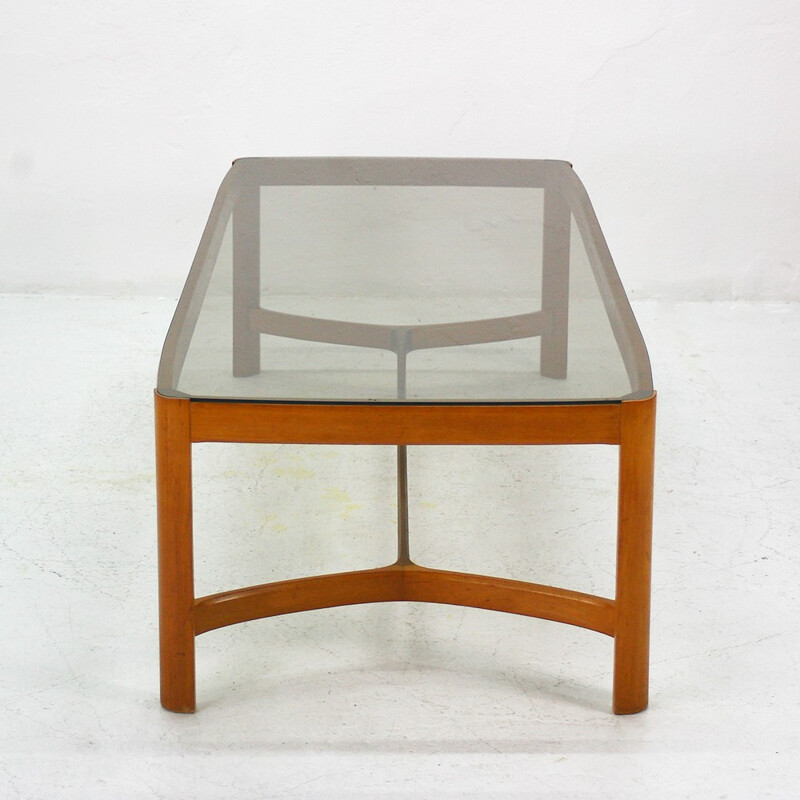 Cherrywood and glass coffee table - 1970s