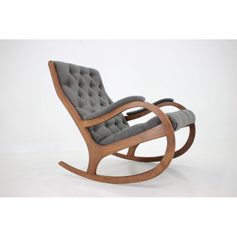 Vintage rocking chair in beechwood, Czechoslovakia 1970