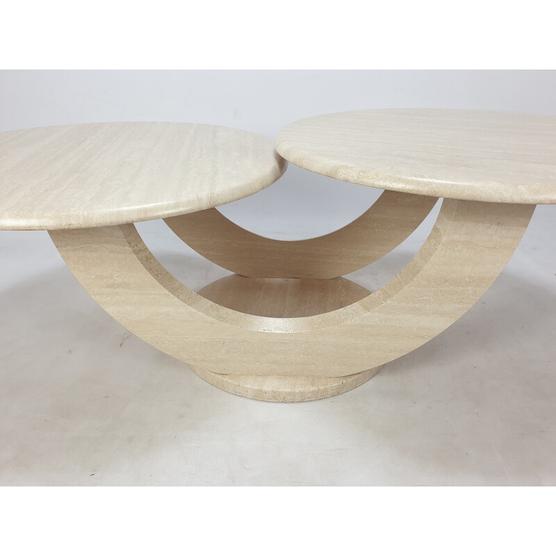 Vintage travertine coffee table, Italy 1980