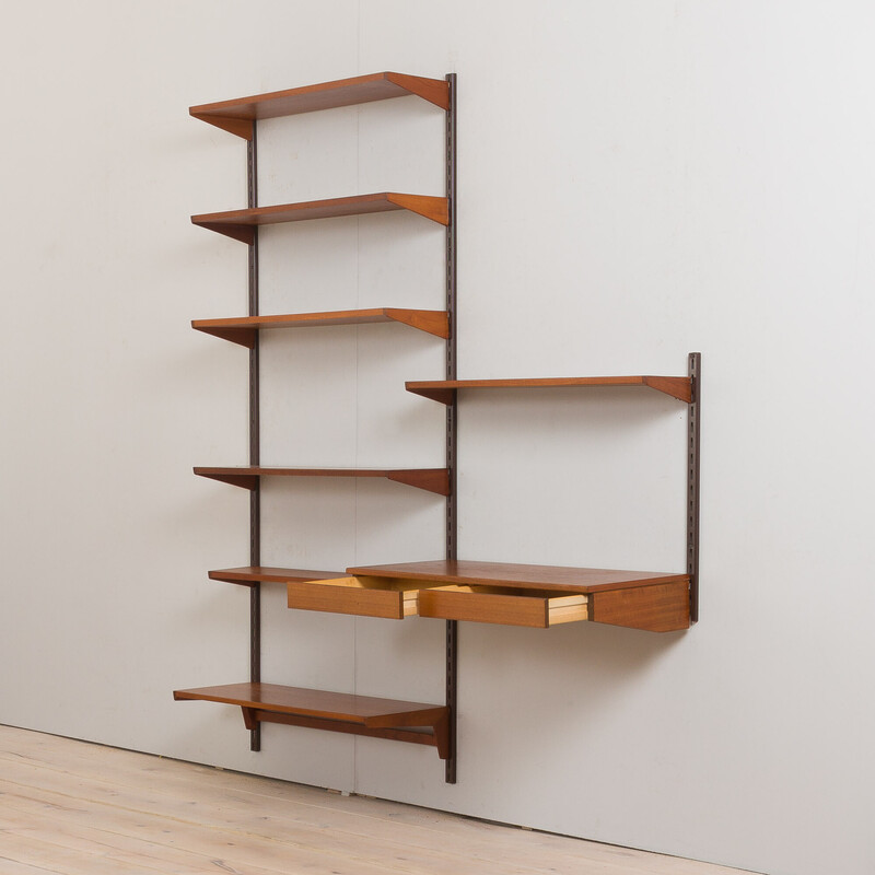 Vintage teak bookcase with desk by Kai Kristiansen for Fm Mobler, Denmark 1960