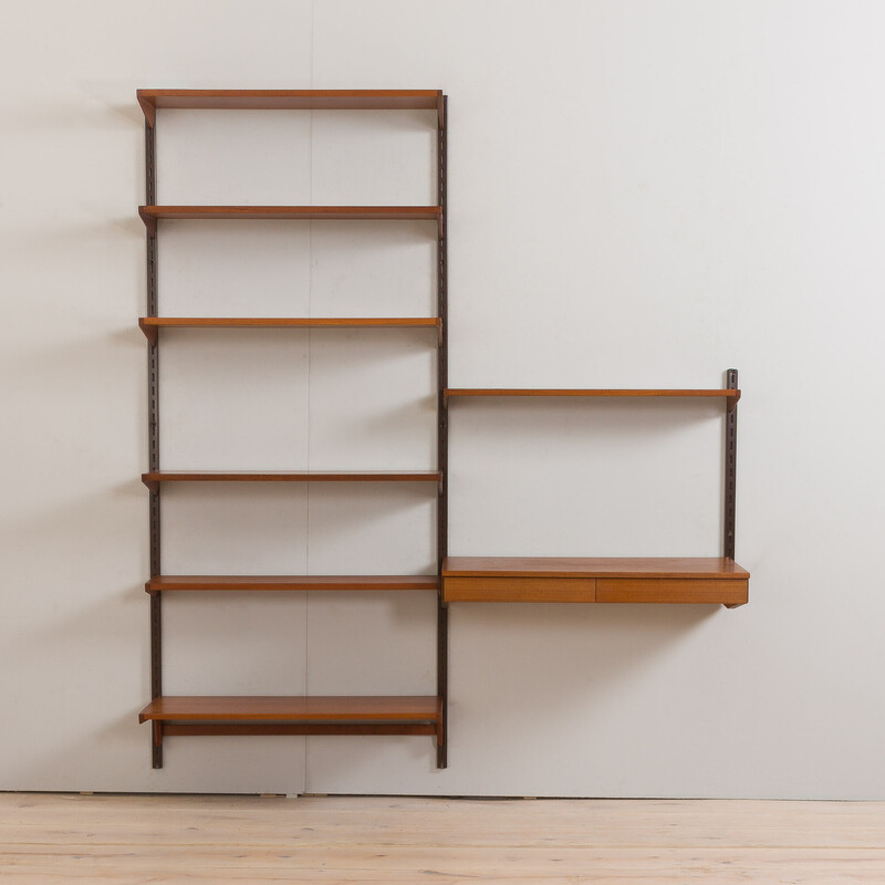 Vintage teak bookcase with desk by Kai Kristiansen for Fm Mobler, Denmark 1960