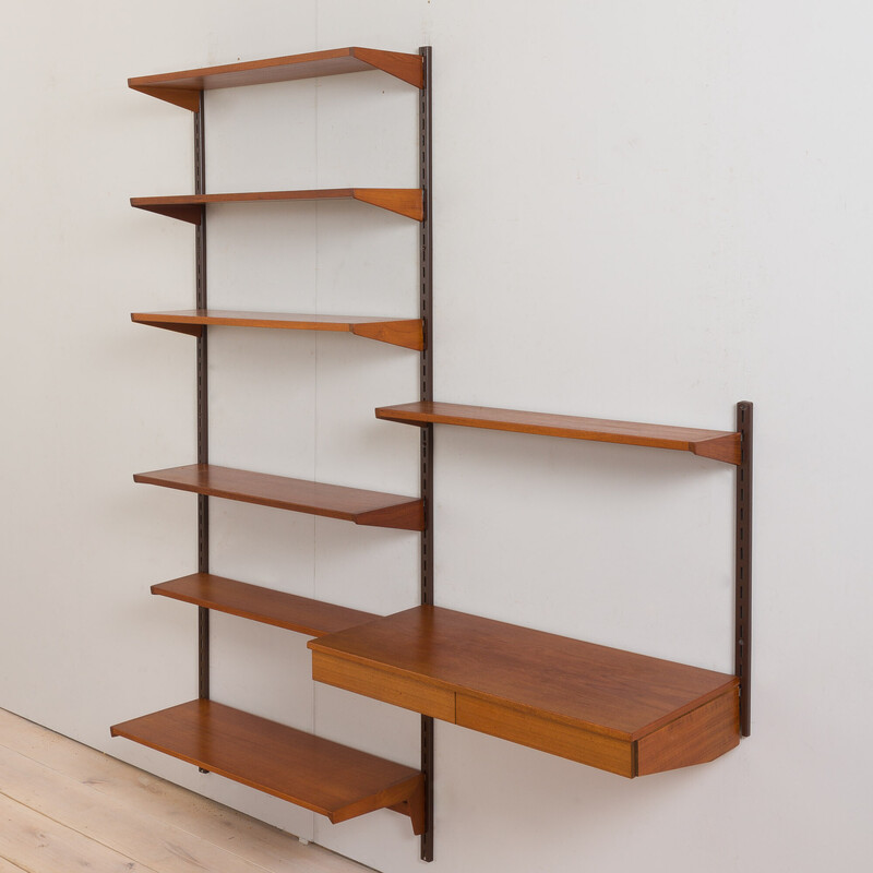 Vintage teak bookcase with desk by Kai Kristiansen for Fm Mobler, Denmark 1960