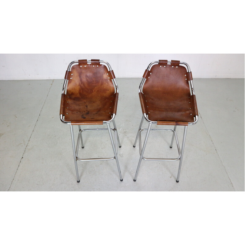 Pair of vintage bar stools, Charlotte Perriand selection for Les Arc, France 1960