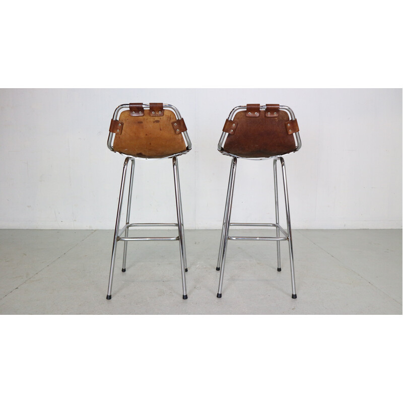 Pair of vintage bar stools, Charlotte Perriand selection for Les Arc, France 1960