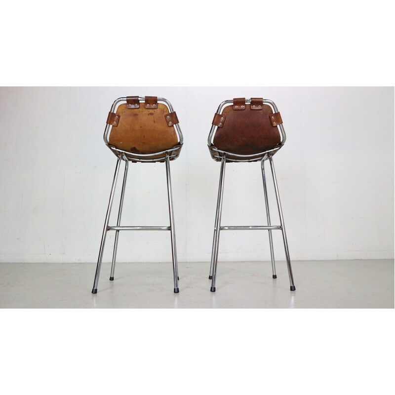 Pair of vintage bar stools, Charlotte Perriand selection for Les Arc, France 1960
