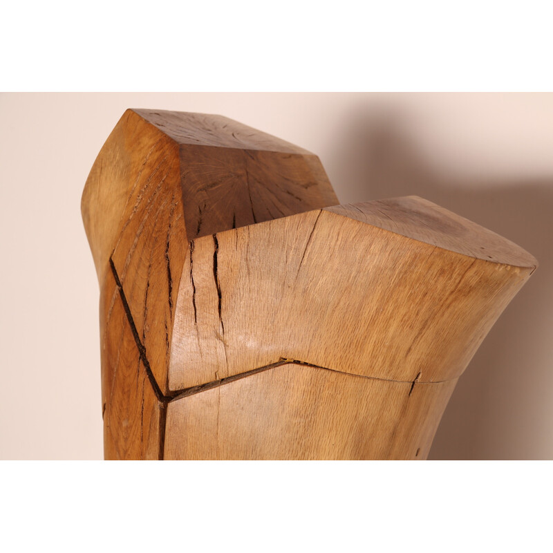 Escultura artesanal vintage "Torse Torreador" en madera de roble del artista Claudio Di Placido, Francia