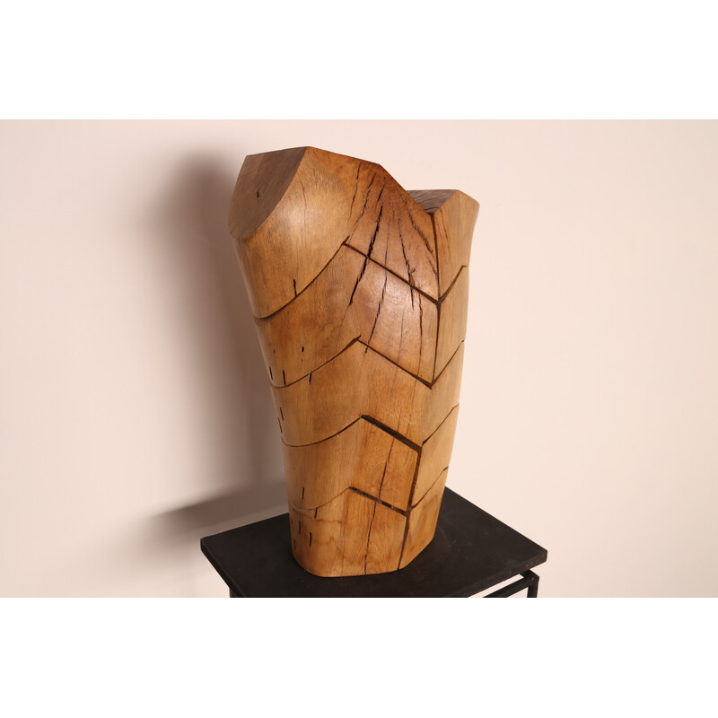 Escultura artesanal vintage "Torse Torreador" em madeira de carvalho do artista Claudio Di Placido, França