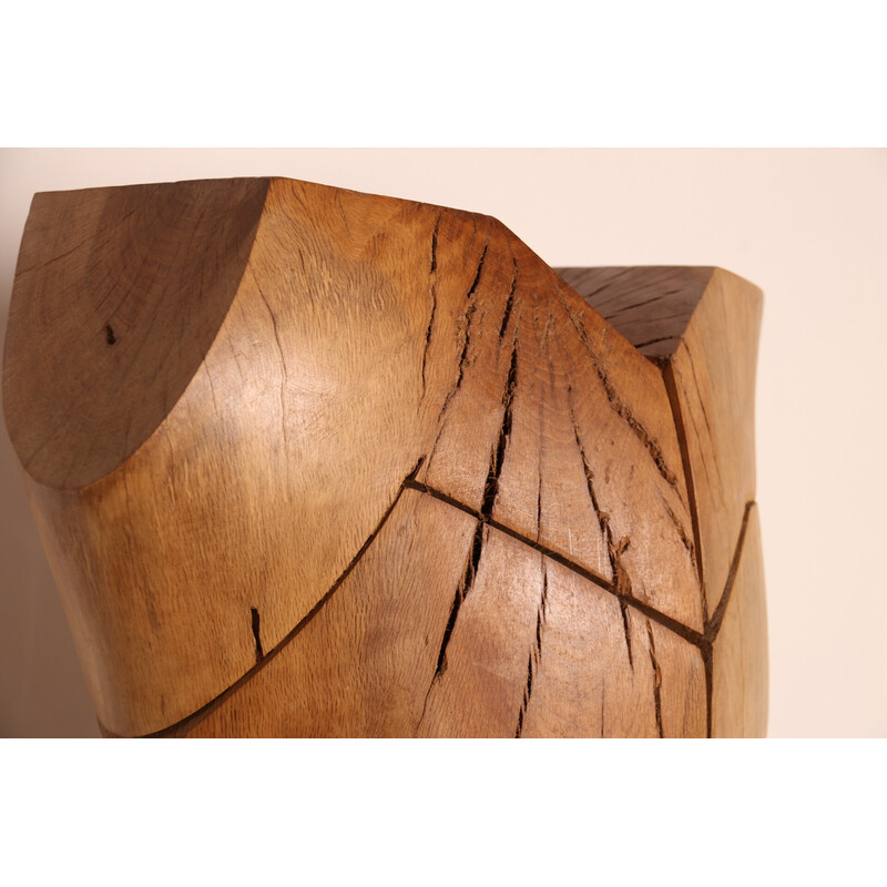 Escultura artesanal vintage "Torse Torreador" em madeira de carvalho do artista Claudio Di Placido, França