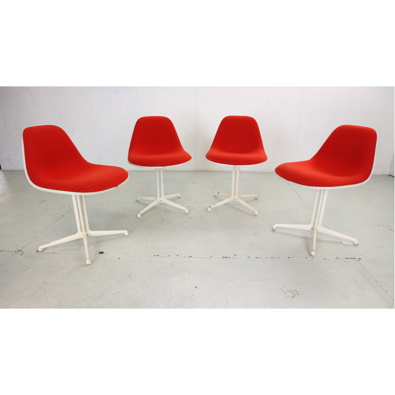 Set of 4 vintage "La Fonda" red fiberglass chairs by Ray and Charles Eames for Herman Miller, 1960s
