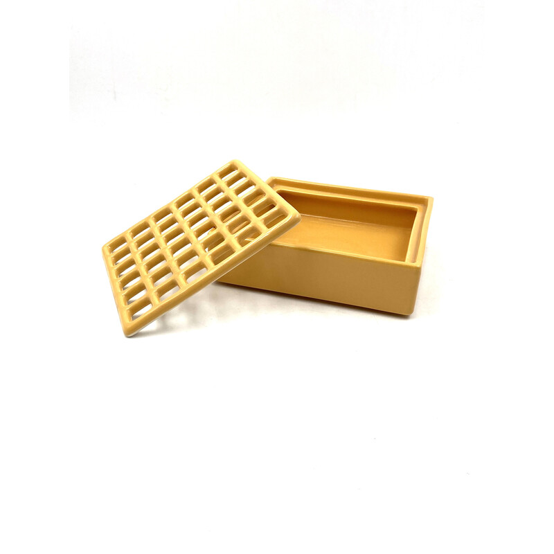 Vintage yellow ceramic ashtray by Franco Bucci, Italy 1970