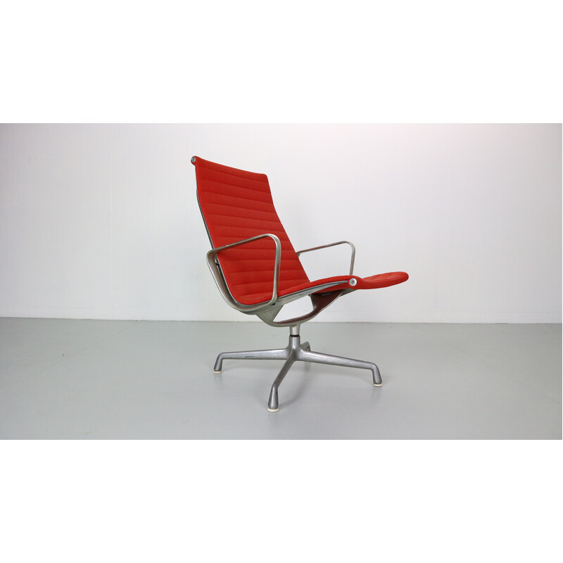 Vintage "Ea 116" Hopsack roter Bürodrehsessel von Charles Eames für Vitra, 1980