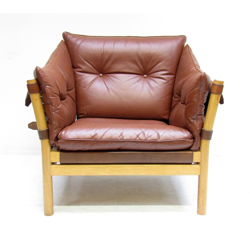 Swedish vintage Ilona armchair in leather by Arne Norell, 1960s