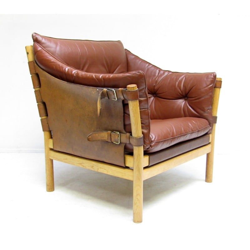 Fauteuil suédois vintage Ilona en cuir par Arne Norell, 1960