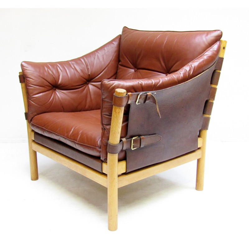 Swedish vintage Ilona armchair in leather by Arne Norell, 1960s