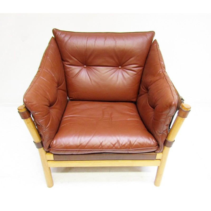 Swedish vintage Ilona armchair in leather by Arne Norell, 1960s