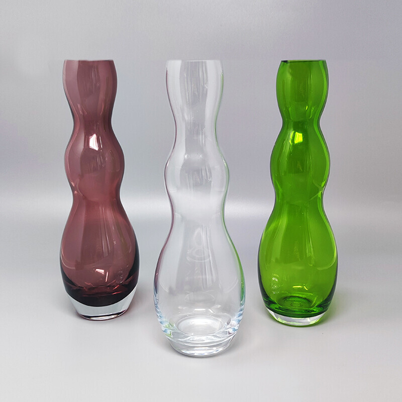 Ensemble de 3 vases vintage en verre de Murano par Nason, Italie 1970