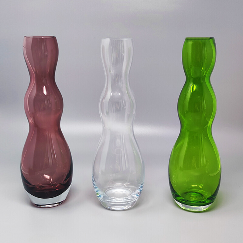 Ensemble de 3 vases vintage en verre de Murano par Nason, Italie 1970