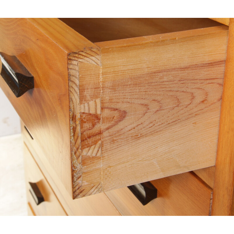 Tall Danish elm chest of drawers - 1940s