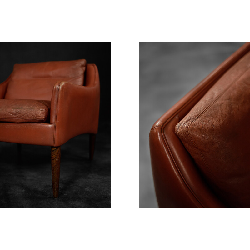 Vintage rosewood and leather lounge chair by Hans Olsen for Cs Møbler, 1958