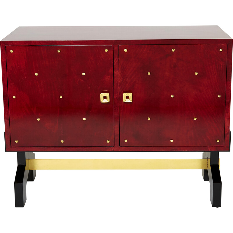 Vintage red parchment and brass bar by Aldo Tura, 1960