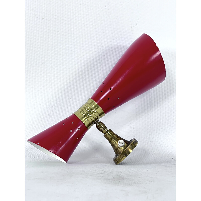 Vintage wall lamp in brass and lacquered aluminum by Stilnovo, Italy 1950