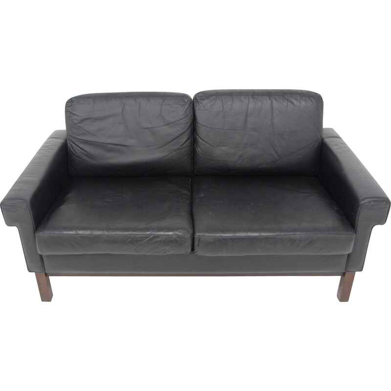 Scandinavian 2-seater leather sofa, Sweden, 1950