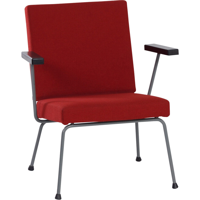 Vintage red 1401 armchair by Wim Rietveld for Gispen, 1950s